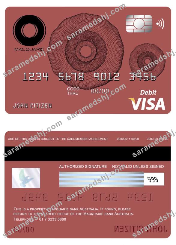 Australia Macquarie bank visa card
